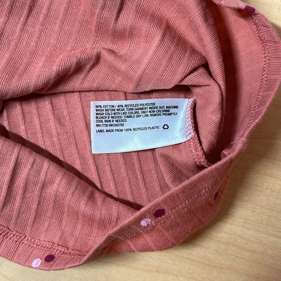 CAT & JACK Terracotta Polka Dot Ribbed Long Sleeve Ruffled Girls Shirt S6/6X - Picture 4 of 4